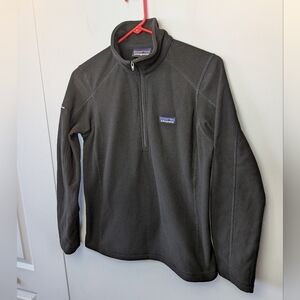 NWT PATAGONIA Women Micro De 1/4 Zip Sweater Top Black Size XS Recycled Poly